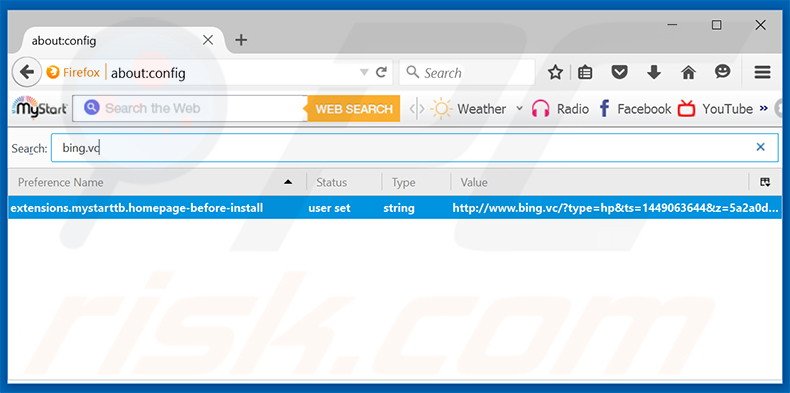 Cambia il tuo motore di ricerca predefinito bing.vc in Mozilla Firefox 