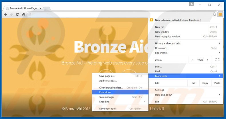 Rimuovere Bronze Aid adware da Google Chrome step 1