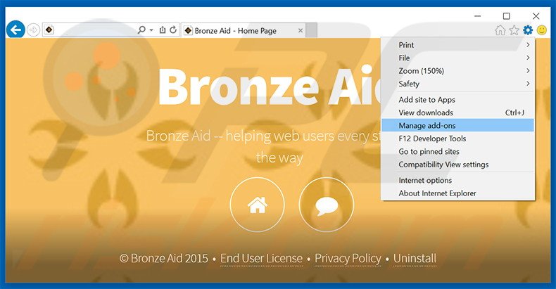Rimuovere Bronze Aid adware da Internet Explorer step 1