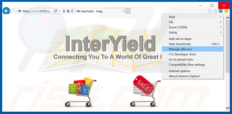 Removing Interstitial Information ads from Internet Explorer step 1