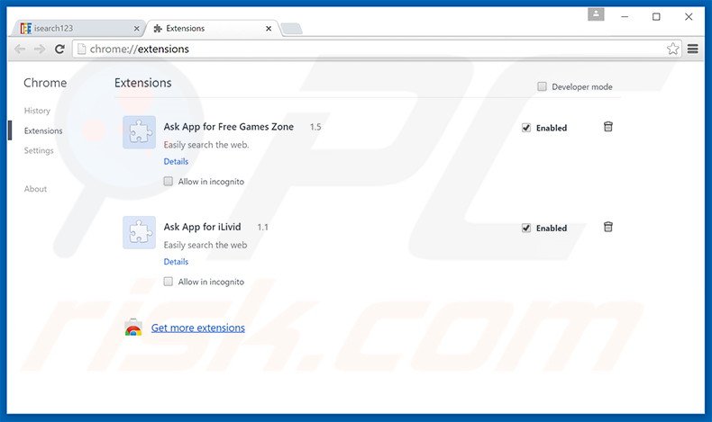 Rimuovere isearch123.com da Google Chrome