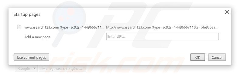 Cambia la tua homepage isearch123.com in Google Chrome 