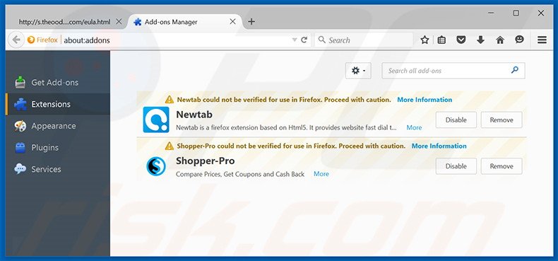 Rimuovere JellySplit adware da Mozilla Firefox step 2