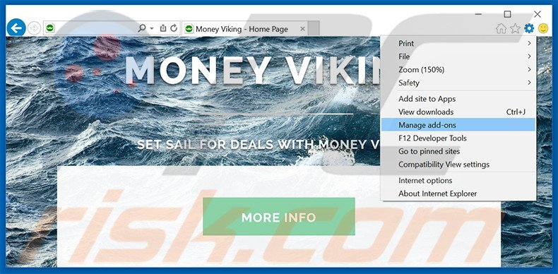 Rimuovere Money Viking adware da Internet Explorer step 1