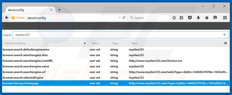 Cambia il tuo motore di ricerca predefinito mysites123.com in Mozilla Firefox 