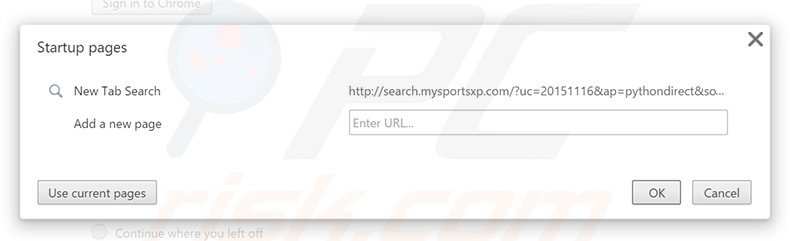 Cambia la tua homepage search.mysportsxp.com in Google Chrome 