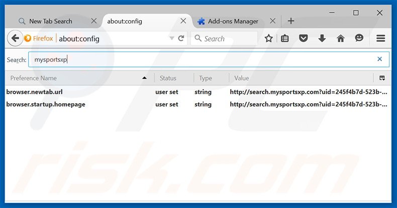 Cambia il tuo motore di ricerca predefinito search.mysportsxp.com in Mozilla Firefox 