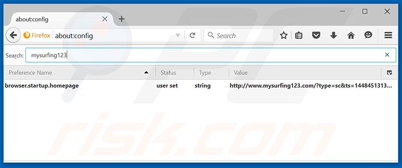 Cambia il tuo motore di ricerca predefinito mysurfing123.com in Mozilla Firefox