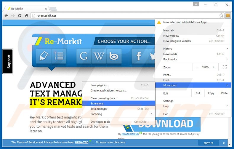 Rimuovere Re-Markit adware da Google Chrome step 1