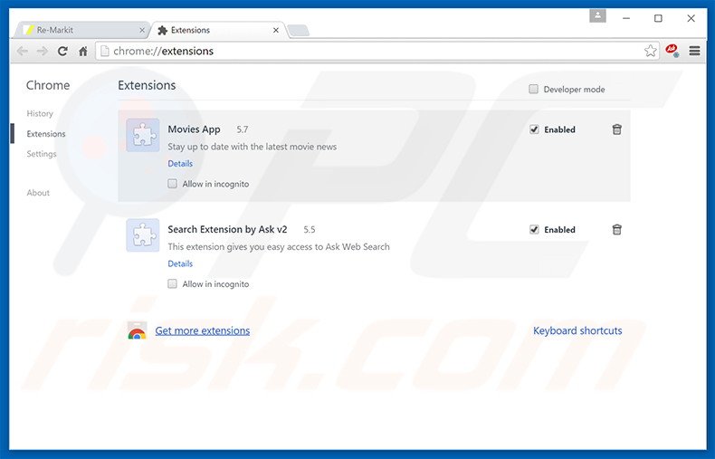 Rimuovere Re-Markit adware da Google Chrome step 2