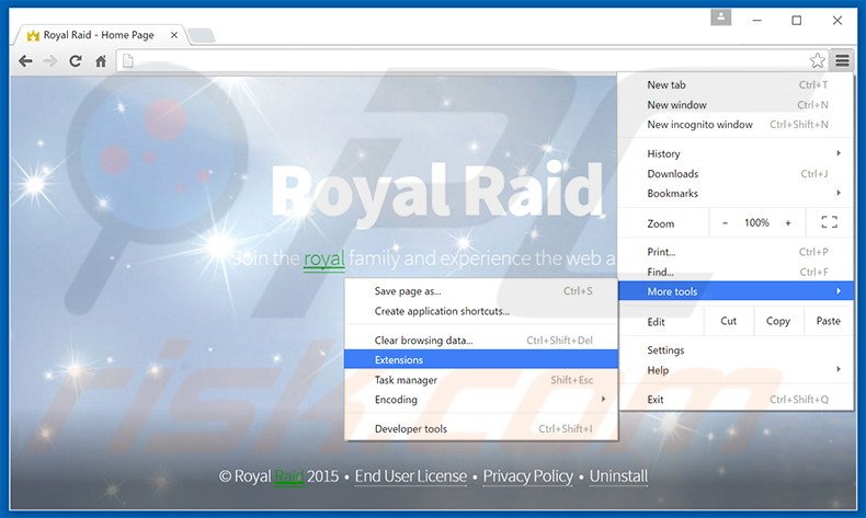 Rimuovere Royal Raid adware da Google Chrome step 1
