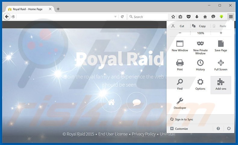 Rimuovere Royal Raid adware da Mozilla Firefox step 1