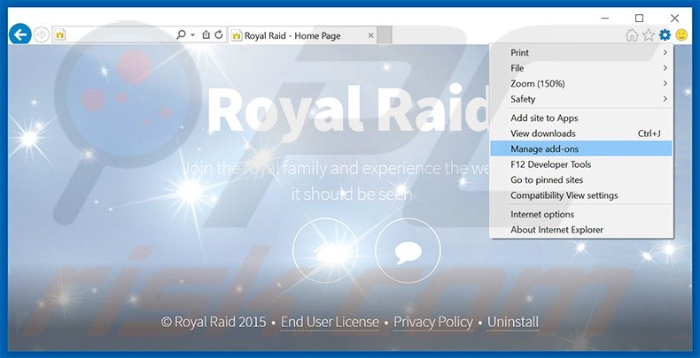 Rimuovere Royal Raid adware da Internet Explorer step 1