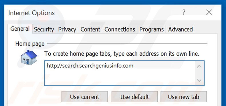 Cambia la tua homepage search.searchgeniusinfo.com in Internet Explorer 
