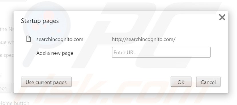 Cambia la tua homepage searchincognito.com in Google Chrome