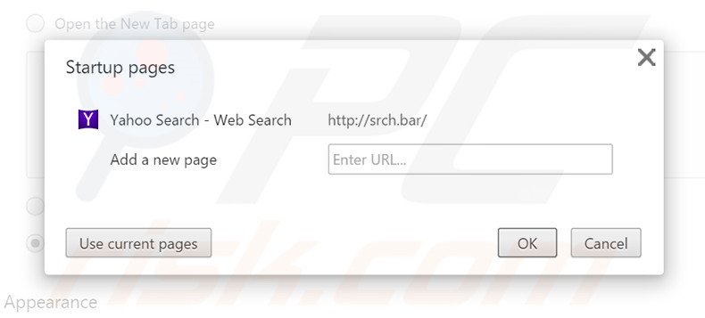 Cambia la tua homepage srch.bar in Google Chrome