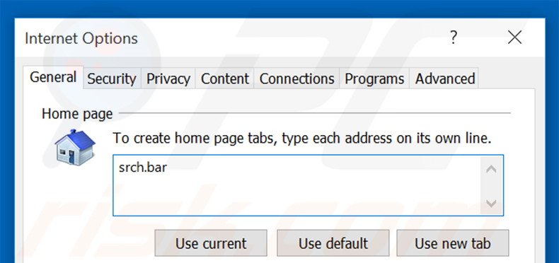 Cambia la tua homepage srch.bar in Internet Explorer 