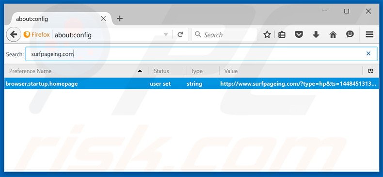 Cambia il tuo motore di ricerca predefinito surfpageing.com in Mozilla Firefox 