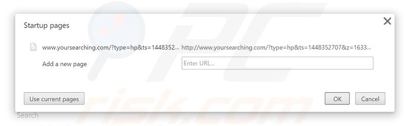 Cambia la tua homepage yoursearching.com in Google Chrome