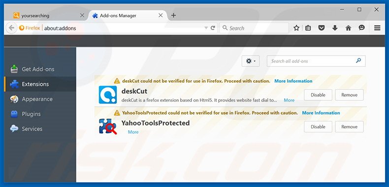 Rimuovere yoursearching.com da Mozilla Firefox