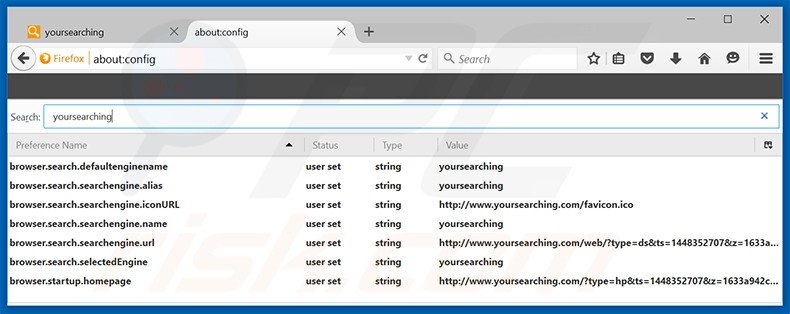 Cambia il tuo motore di ricerca predefinito yoursearching.com in Mozilla Firefox 