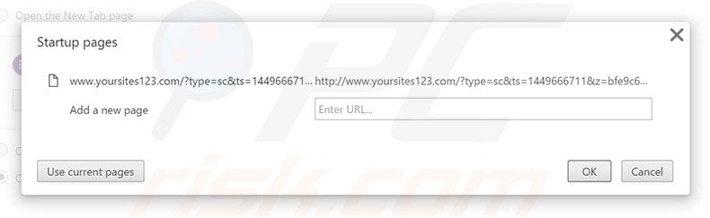 Cambia la tua homepage yoursites123.com in Google Chrome 