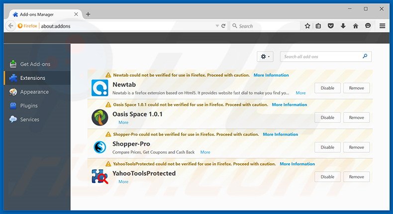 Rimuovere yoursites123.com da Mozilla Firefox