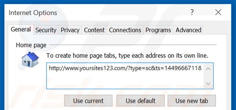 Cambia la tua homepage yoursites123.com in Internet Explorer