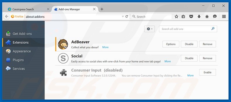 Rimuovere AdBeaver adware da Mozilla Firefox step 2