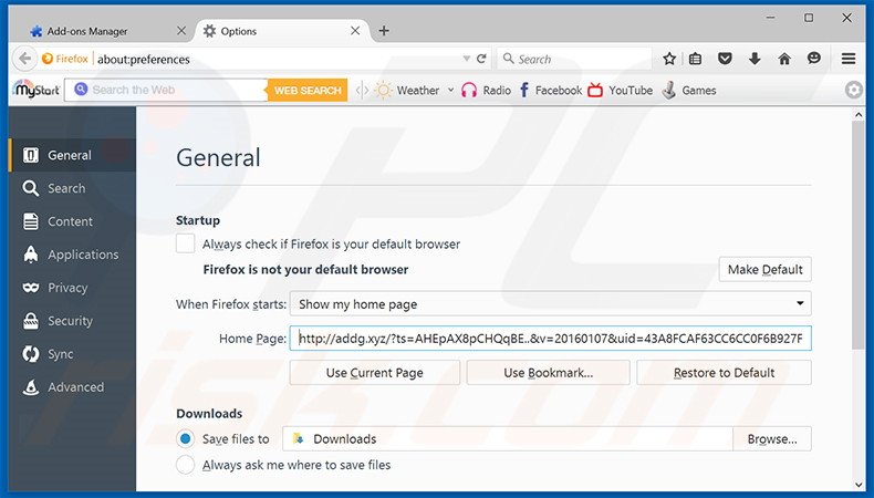 Cambia la tua homepage addg.xyz in Mozilla Firefox 