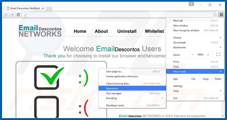 Rimuovere Email Descontos adware da  Google Chrome step 1