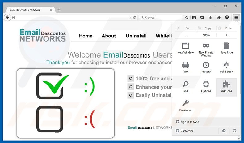 Rimuovere Email Descontos adware da  Mozilla Firefox step 1