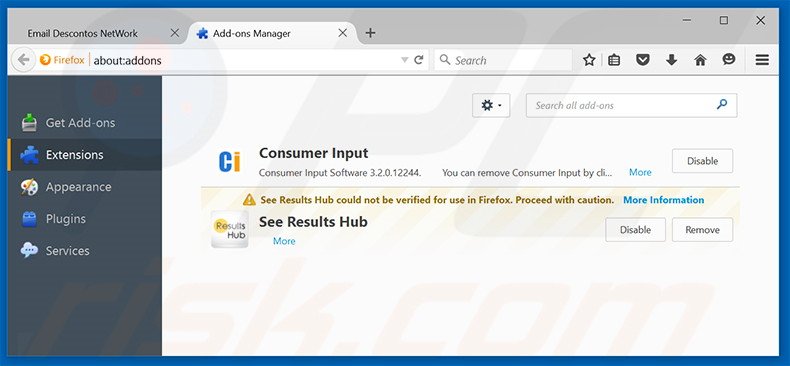 Rimuovere Email Descontos adware da  Mozilla Firefox step 2