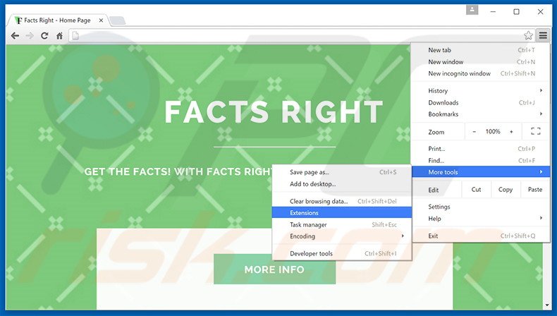 Rimuovere Facts Right adware da Google Chrome step 1