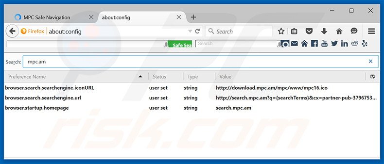 Removing search.mpc.an from Mozilla Firefox default search engine