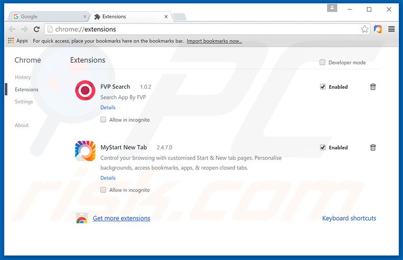 Rimuovere newsearch123.com da Google Chrome