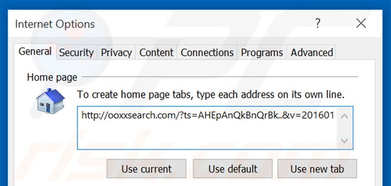 Cambia la tua homepage ooxxsearch.com in Internet Explorer 