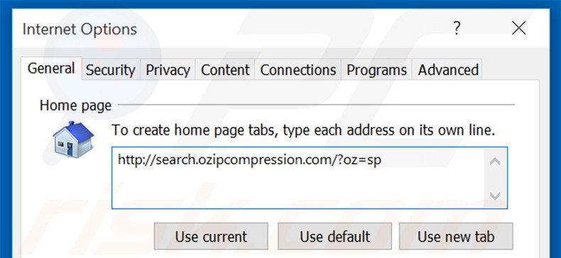 Cambia la tua homepage search.ozipcompression.com in Internet Explorer 