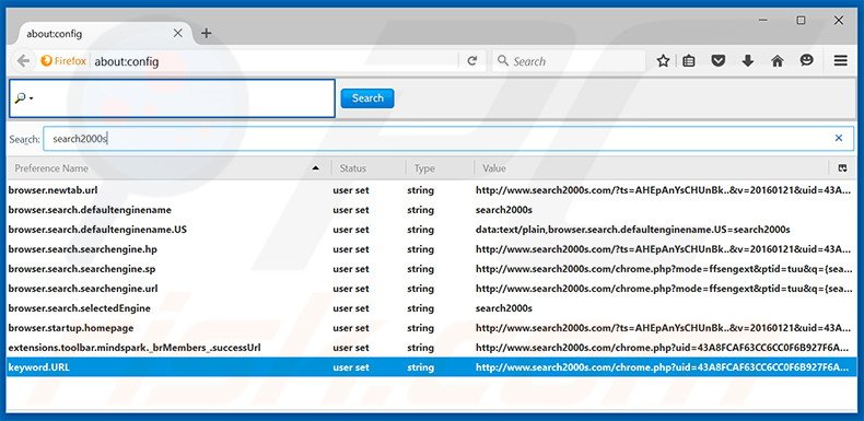 Cambia il tuo motore di ricerca predefinito search2000s.com in Mozilla Firefox 