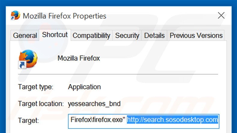 Aggiustare il collegamento rapido a Mozilla Firefox: step 2