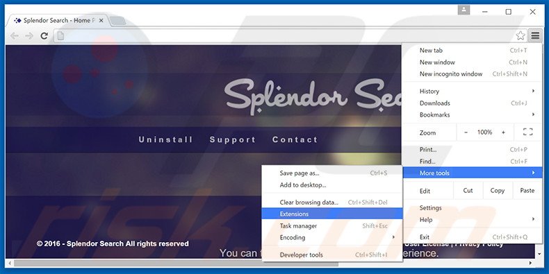 Rimuovere Splendor Search adware da Google Chrome step 1