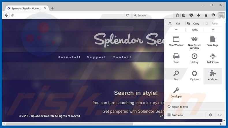 Rimuovere Splendor Search adware da Mozilla Firefox step 1
