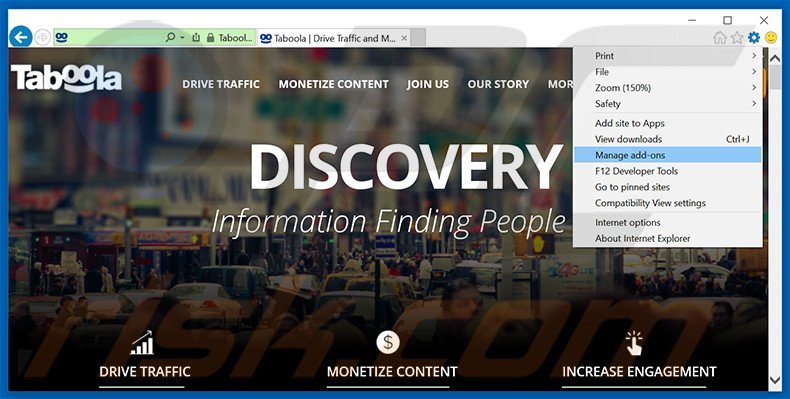 Rimuovere Taboola adware da  Internet Explorer step 1
