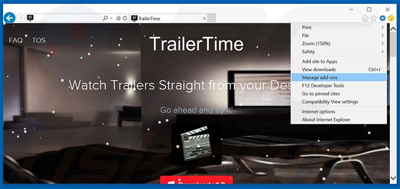 Rimuovere TrailerTime adware da Internet Explorer step 1