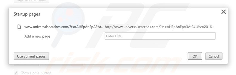 Cambia la tua homepage universalsearches.com in Google Chrome