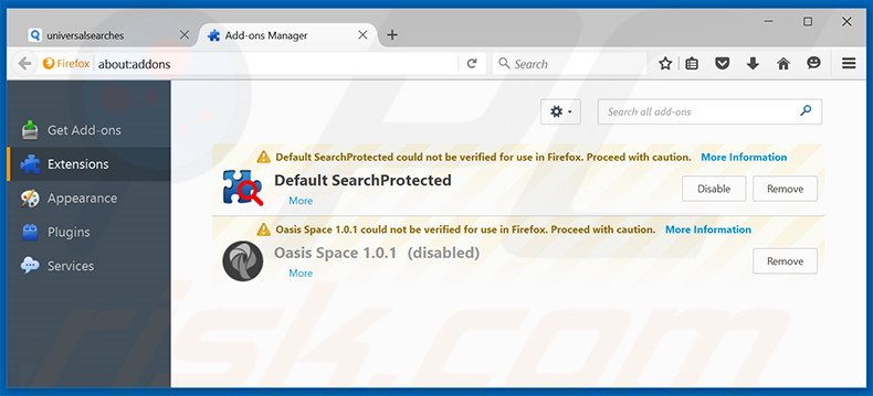 Rimuovere universalsearches.com da Mozilla Firefox