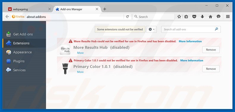 Rimuovere webpageing.com da Mozilla Firefox 