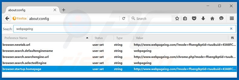 Cambia il tuo motore di ricerca predefinito webpageing.com in Mozilla Firefox 