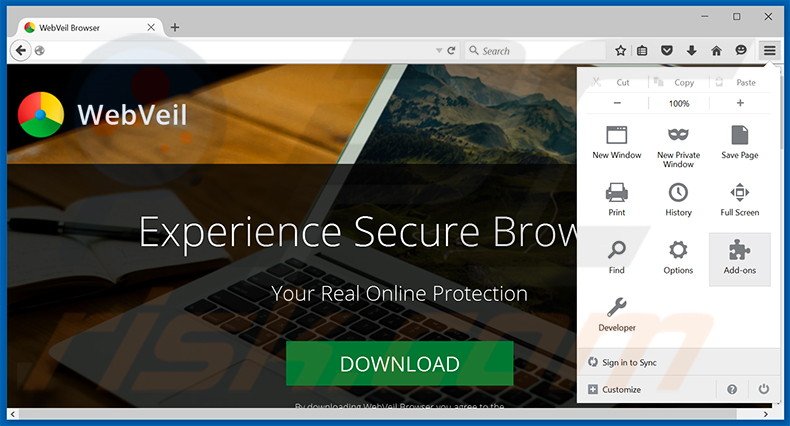 Rimuovere WebVeil adware da Mozilla Firefox step 1