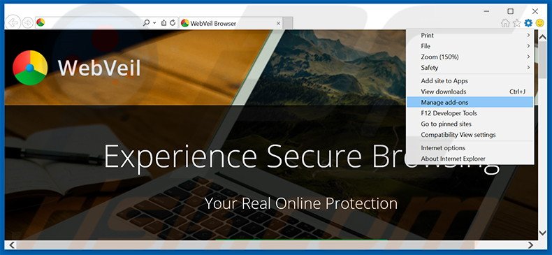 Rimuovere WebVeil adware da Internet Explorer step 1